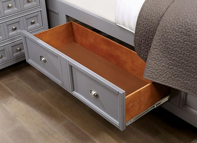 

    
Furniture of America Castlile King Bed CM7413GY-EK Storage Bed Gray CM7413GY-EK
