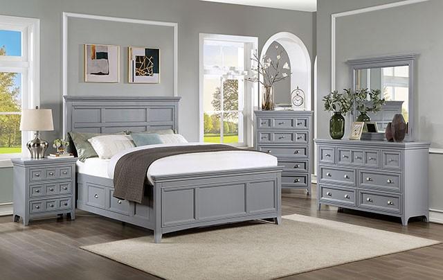 

    
Transitional Gray Wood King Bed Set 5PCS Furniture of America Castlile CM7413GY-EK-5PCS
