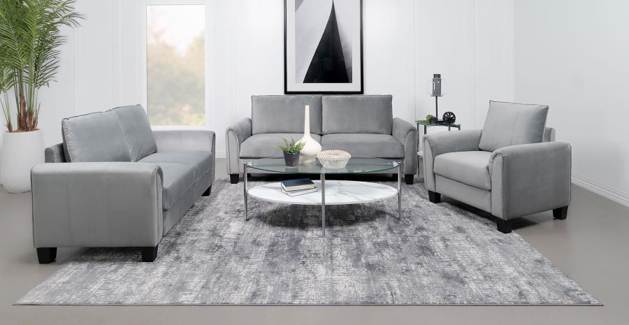 

    
Transitional Gray Wood Living Room Set 2PCS Coaster Davis 509634
