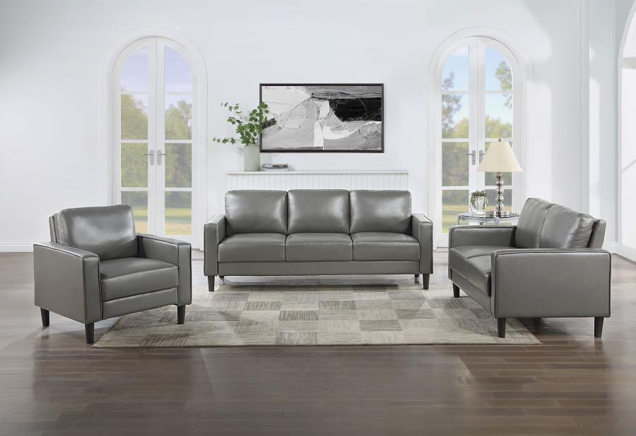 

    
Transitional Gray Wood Living Room Set 3PCS Coaster Ruth 508365
