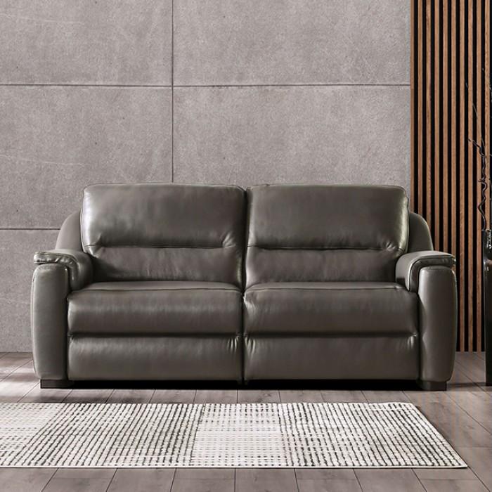 Transitional Power Reclining Sofa Altamura Power Reclining Sofa FM90002GY-SF-PM-S FM90002GY-SF-PM-S in Gray Real Leather