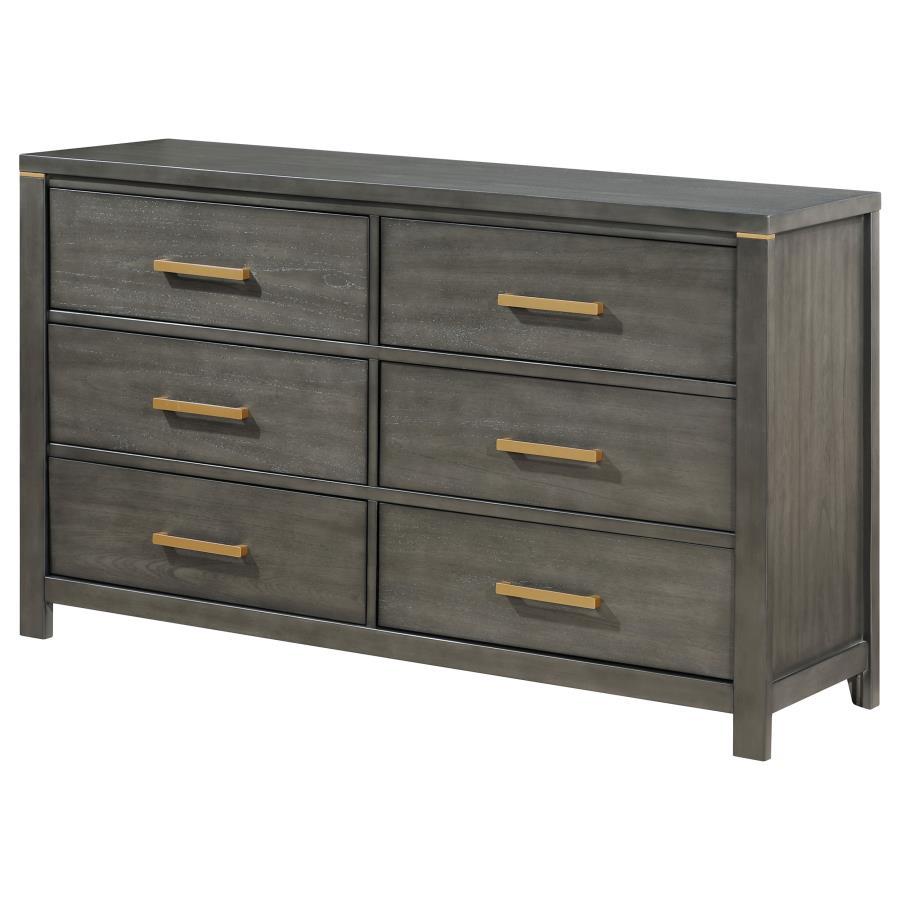 

                    
Buy Transitional Gray Wood Queen Panel Bedroom Set 6PCS Coaster Kieran 224741Q
