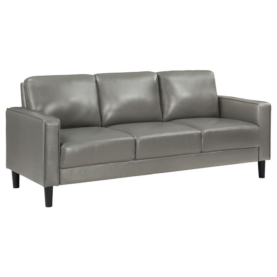 Transitional Sofa Ruth Sofa 508365-S 508365-S in Gray Faux Leather