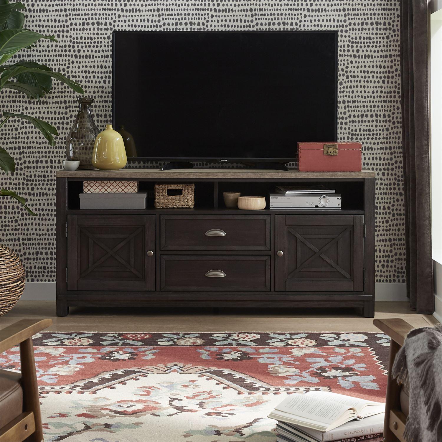 Transitional TV Stand Heatherbrook  (422-ENTW) TV Stand 422-TV66 in Gray 