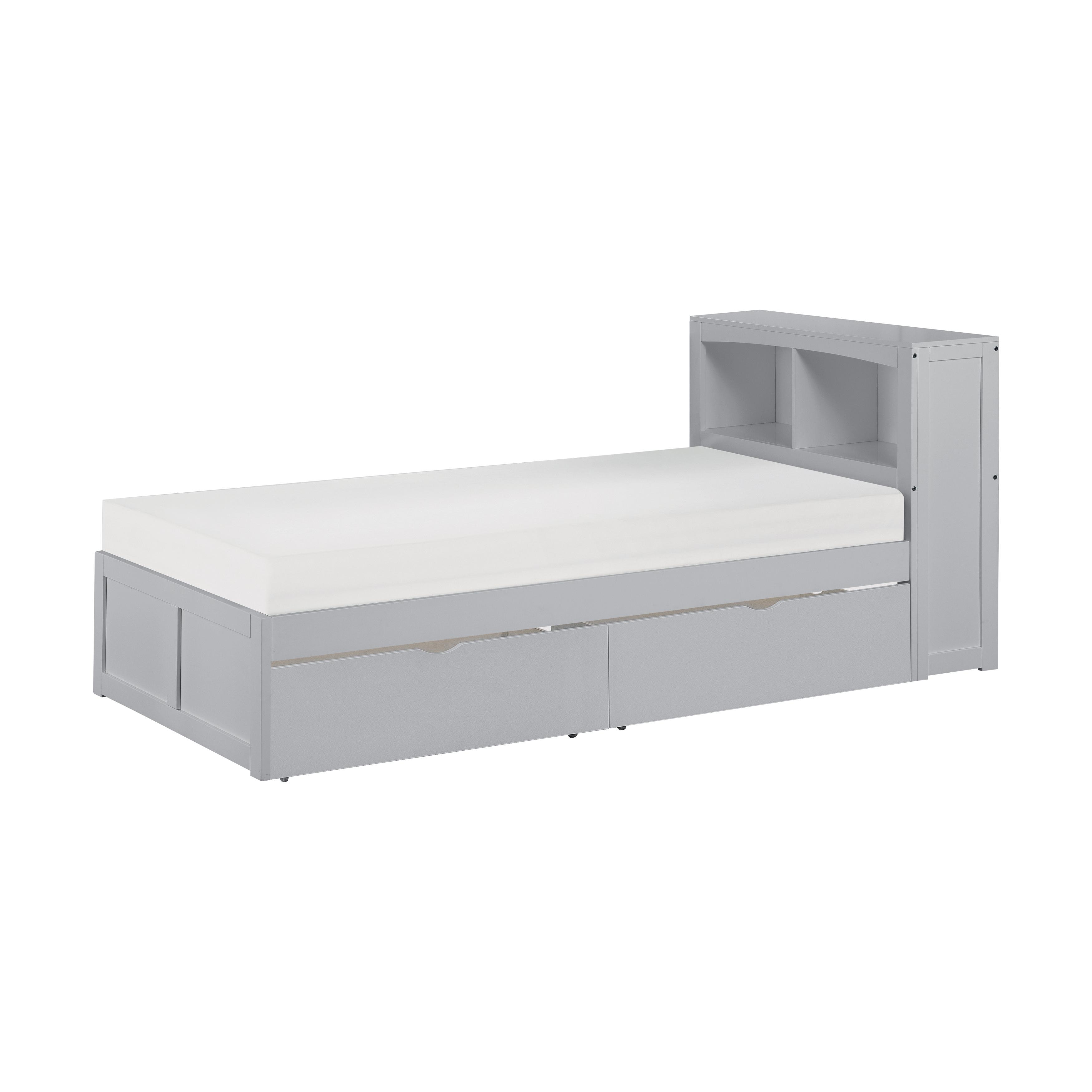 

    
Transitional Gray Wood Twin Bookcase Bed w/Storage Boxes Homelegance B2063BC-1T* Orion
