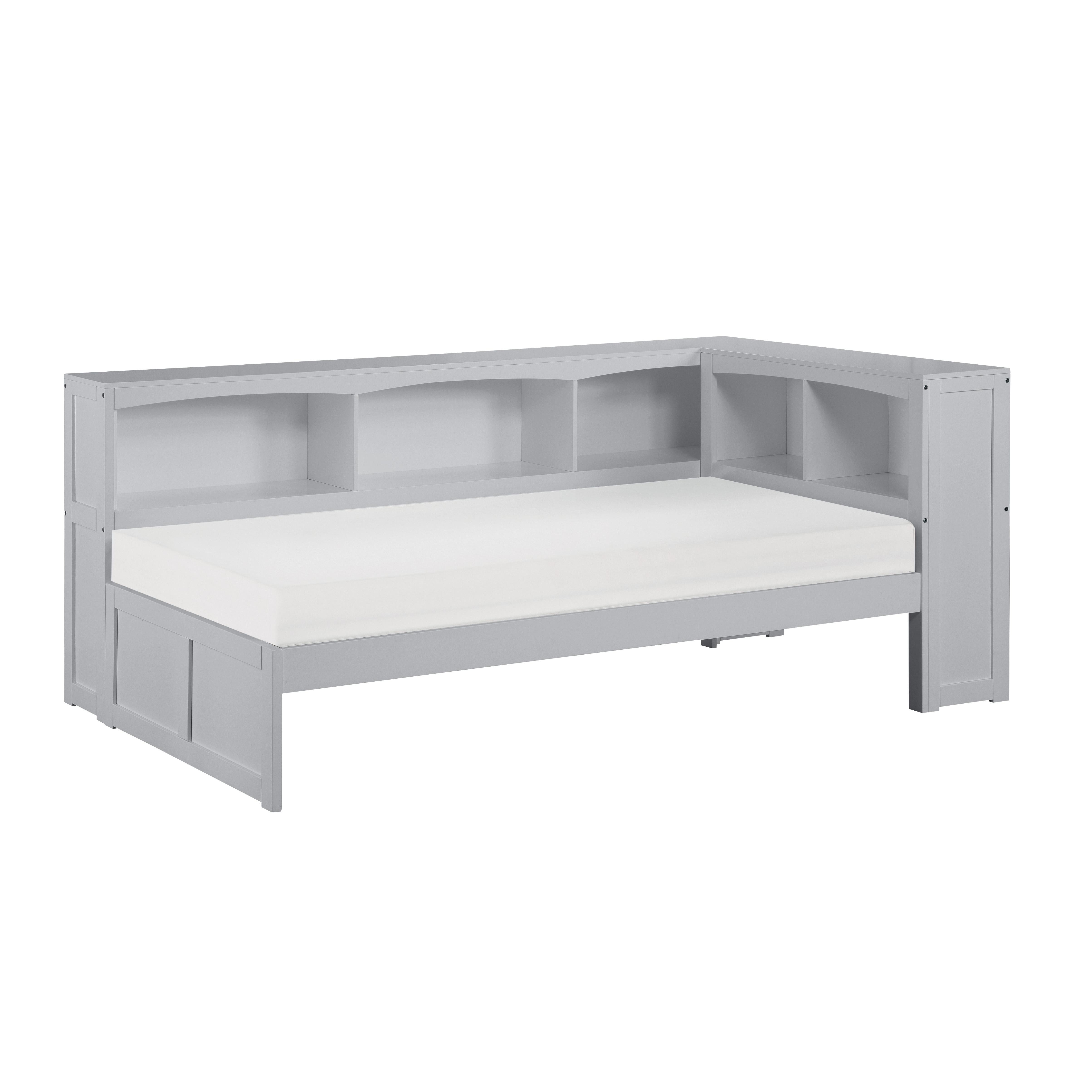 

    
Transitional Gray Wood Twin Bookcase Corner Bed Homelegance B2063BC-1BC* Orion
