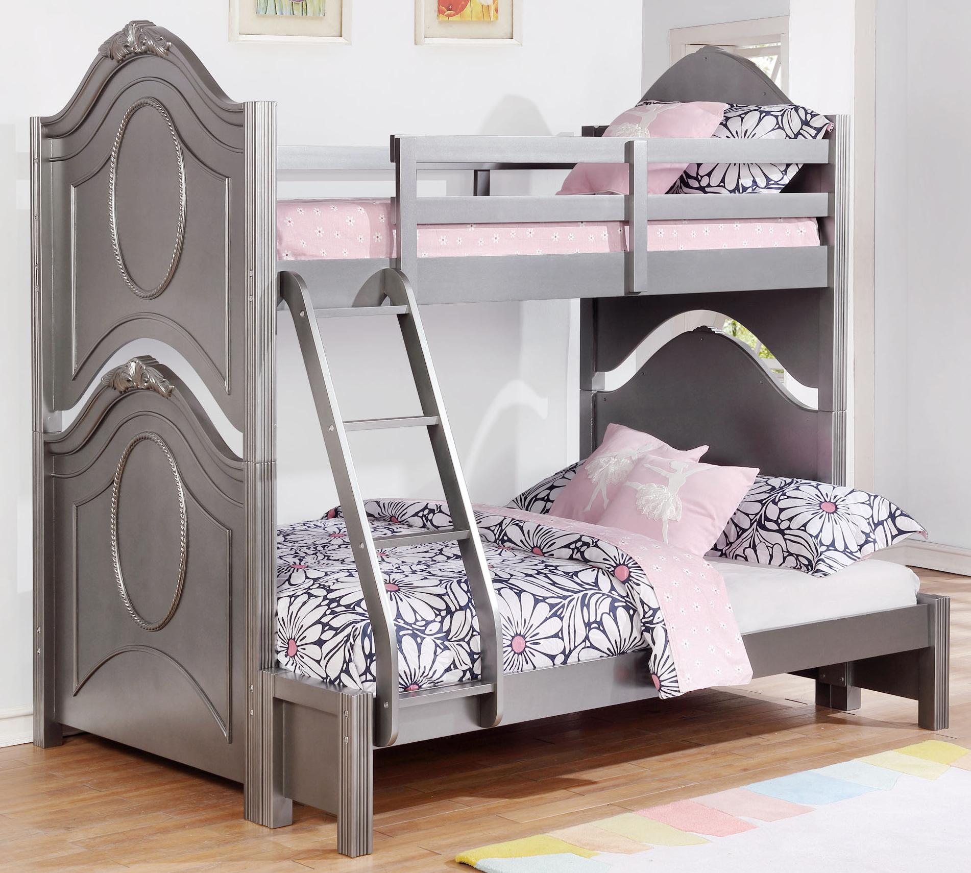 

    
Transitional Gray Wood Twin / full bunk bed Valentine by Coaster
