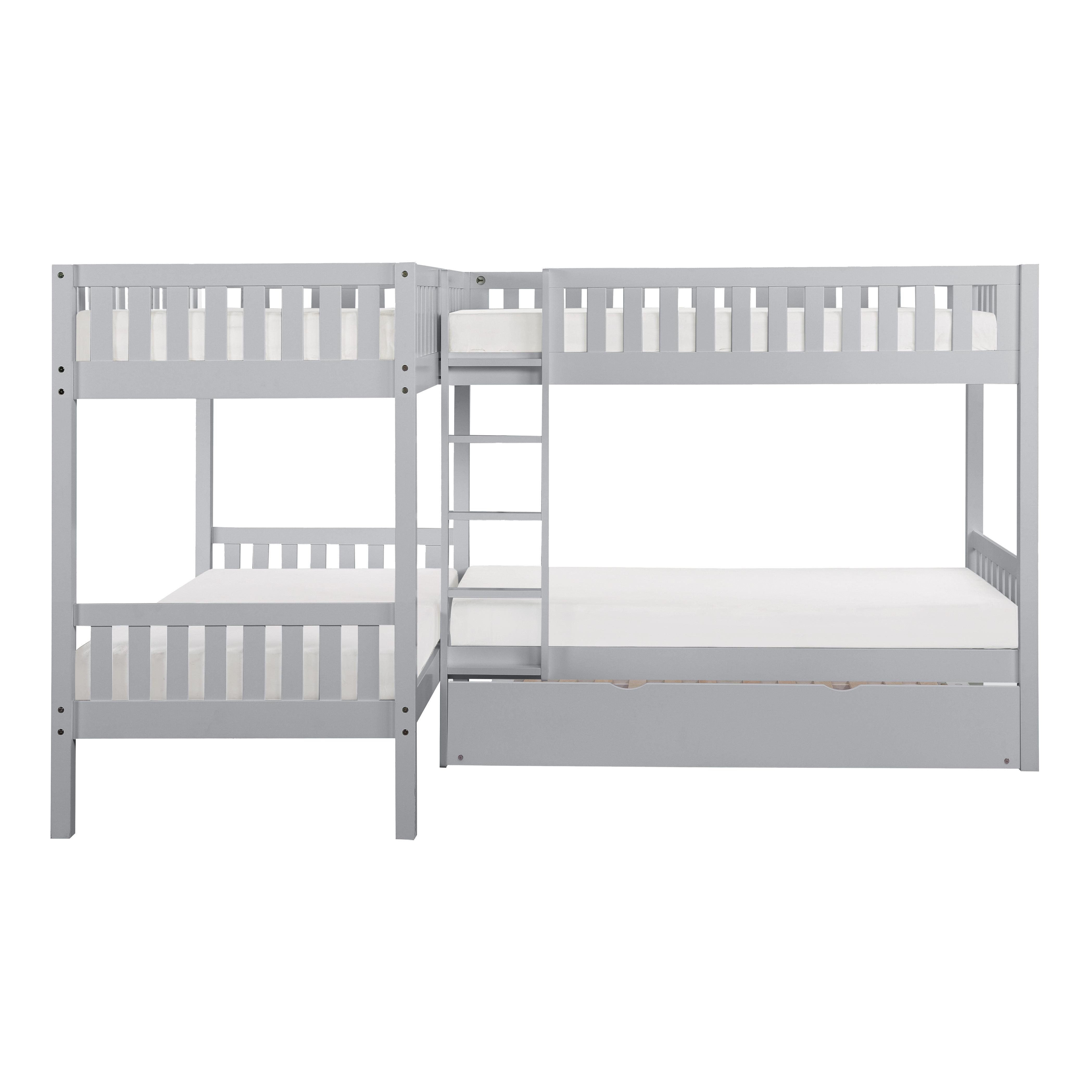 

    
Transitional Gray Wood Twin L Corner Bunk Bed w/Twin Trundle Homelegance B2063CN-1R* Orion
