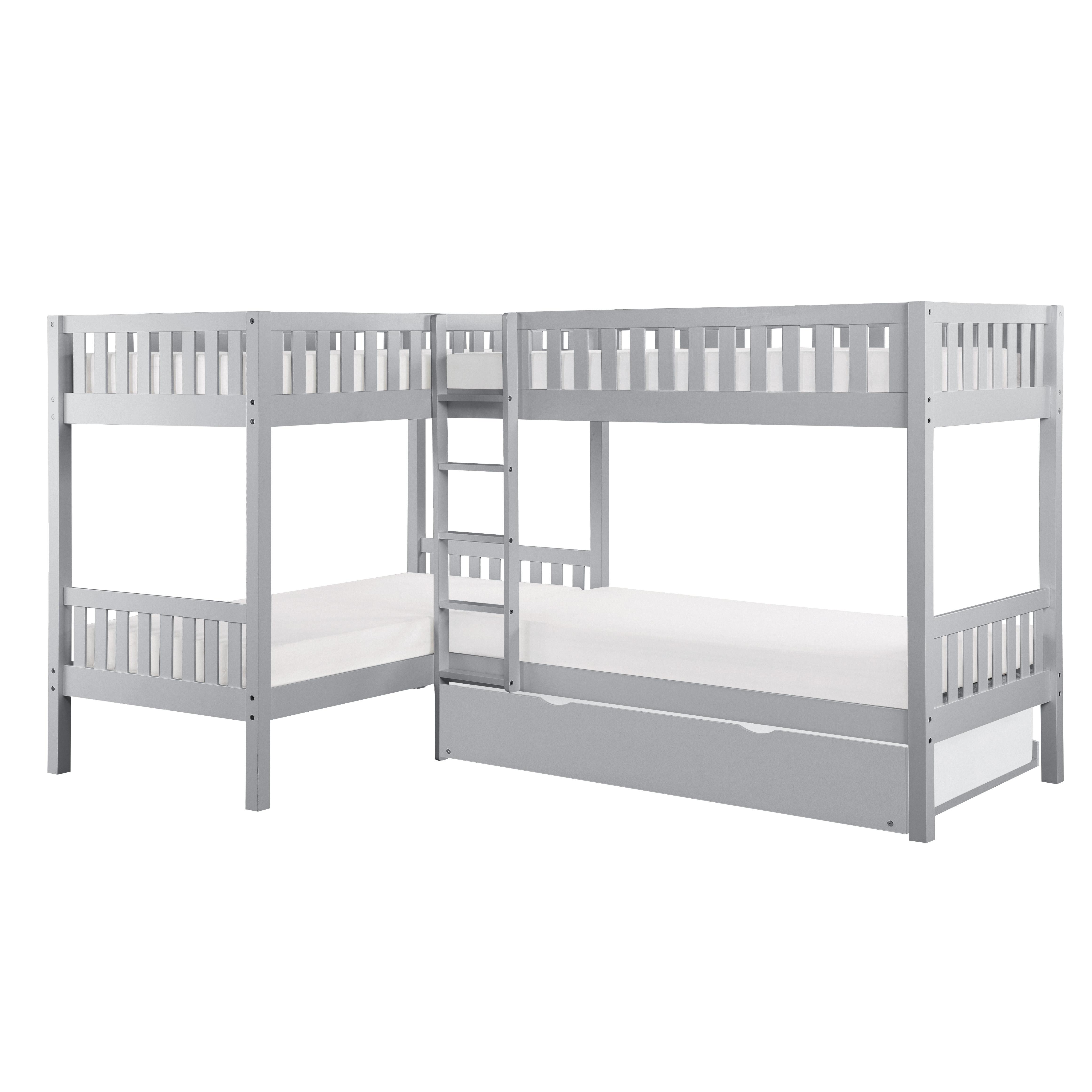 

    
Transitional Gray Wood Twin L Corner Bunk Bed w/Twin Trundle Homelegance B2063CN-1R* Orion
