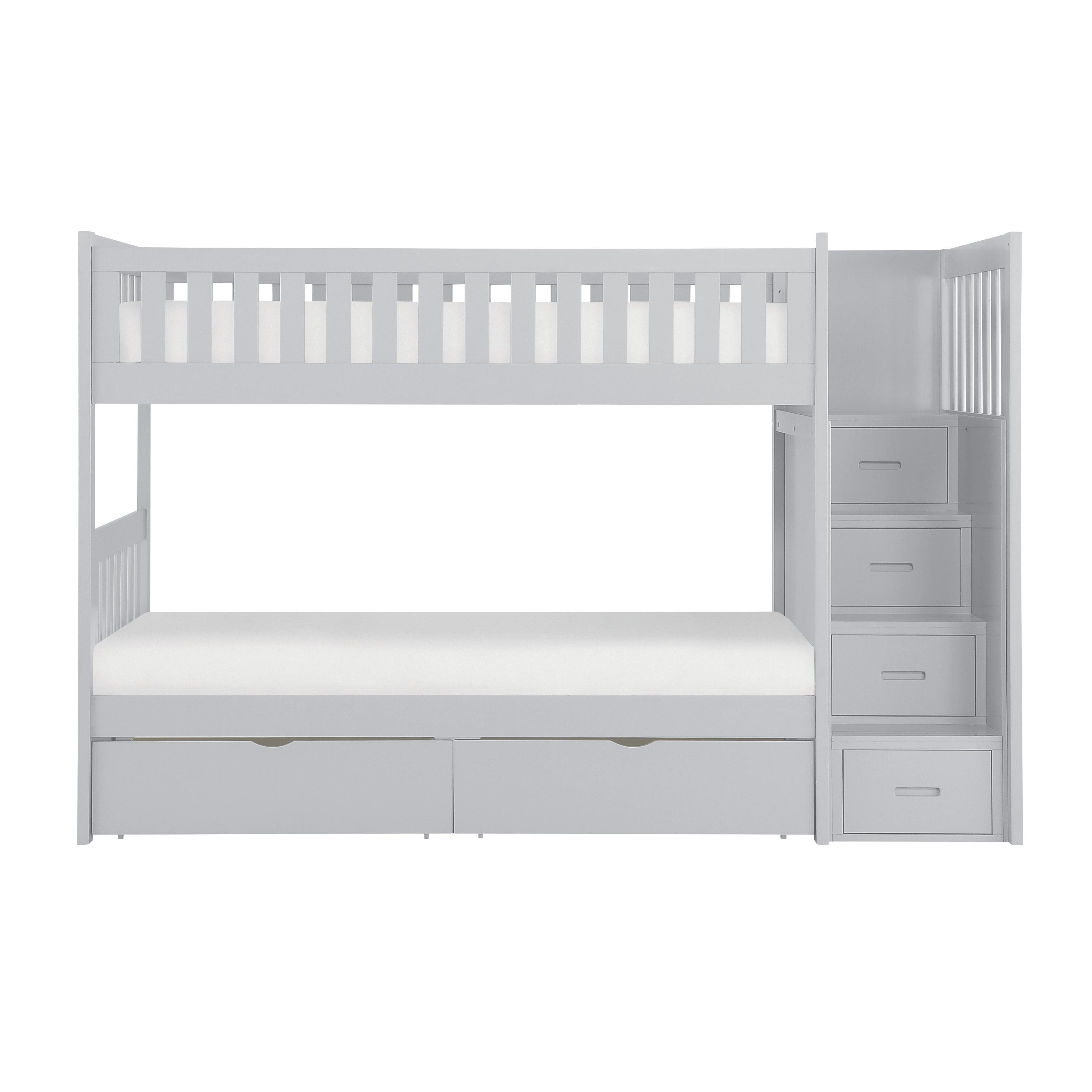 

    
Transitional Gray Wood Twin/Twin Bunk Bed w/Storage Boxes Homelegance B2063SB-1*T Orion
