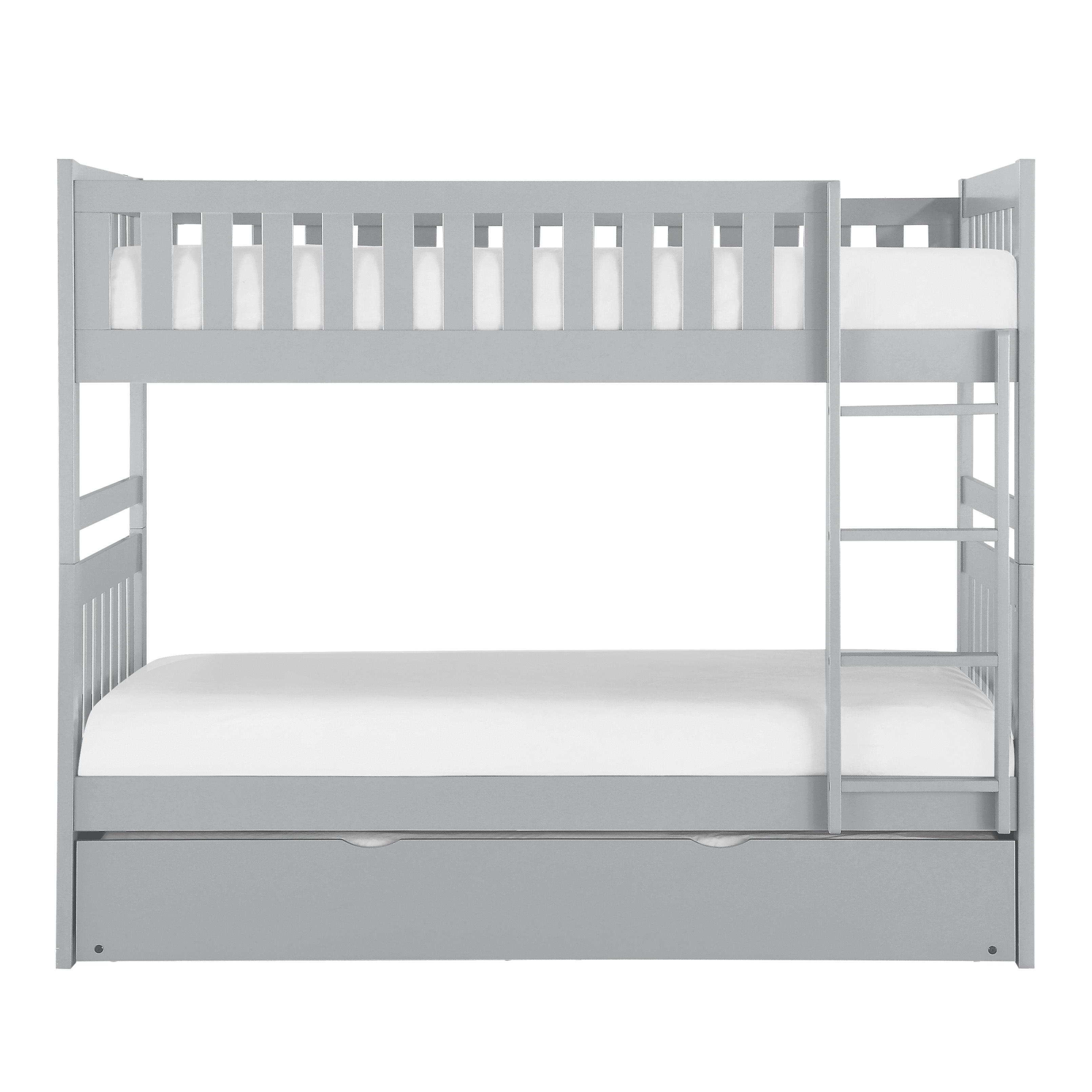 

    
Transitional Gray Wood Twin/Twin Bunk Bed w/Trundle Homelegance B2063-1*R Orion
