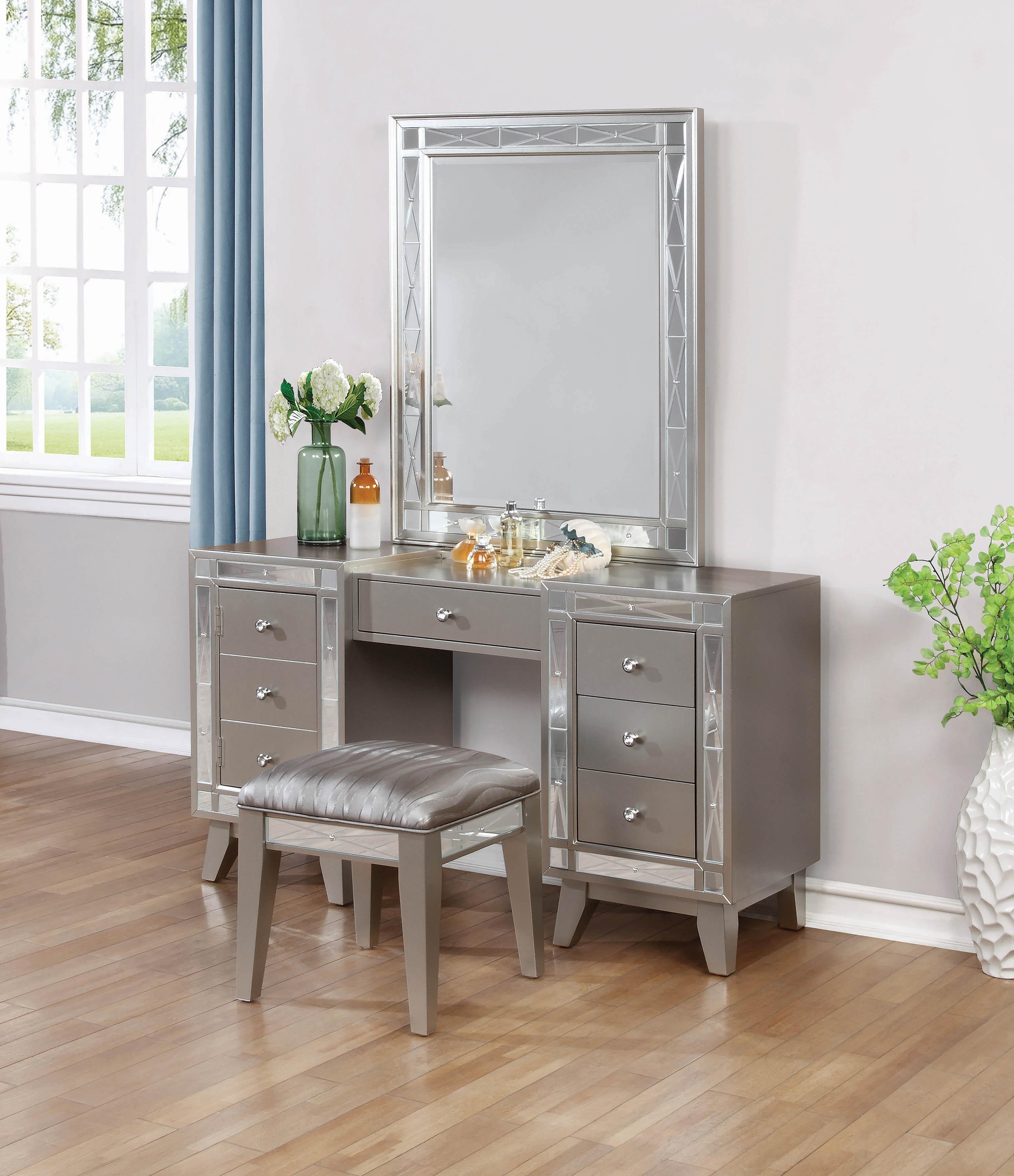 Transitional Vanity desk & stool Leighton 204927 in Gray 