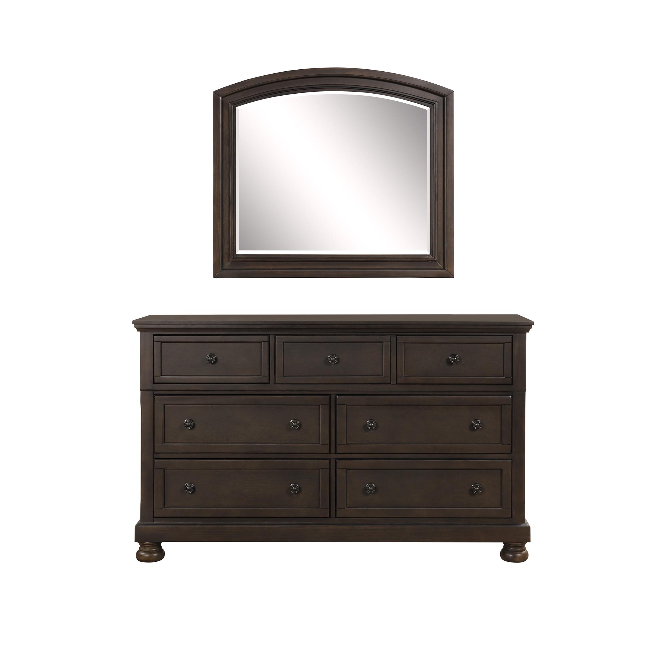 Transitional Dresser w/Mirror 1718GY-5*6-2PC Begonia 1718GY-5*6-2PC in Grayish Brown 