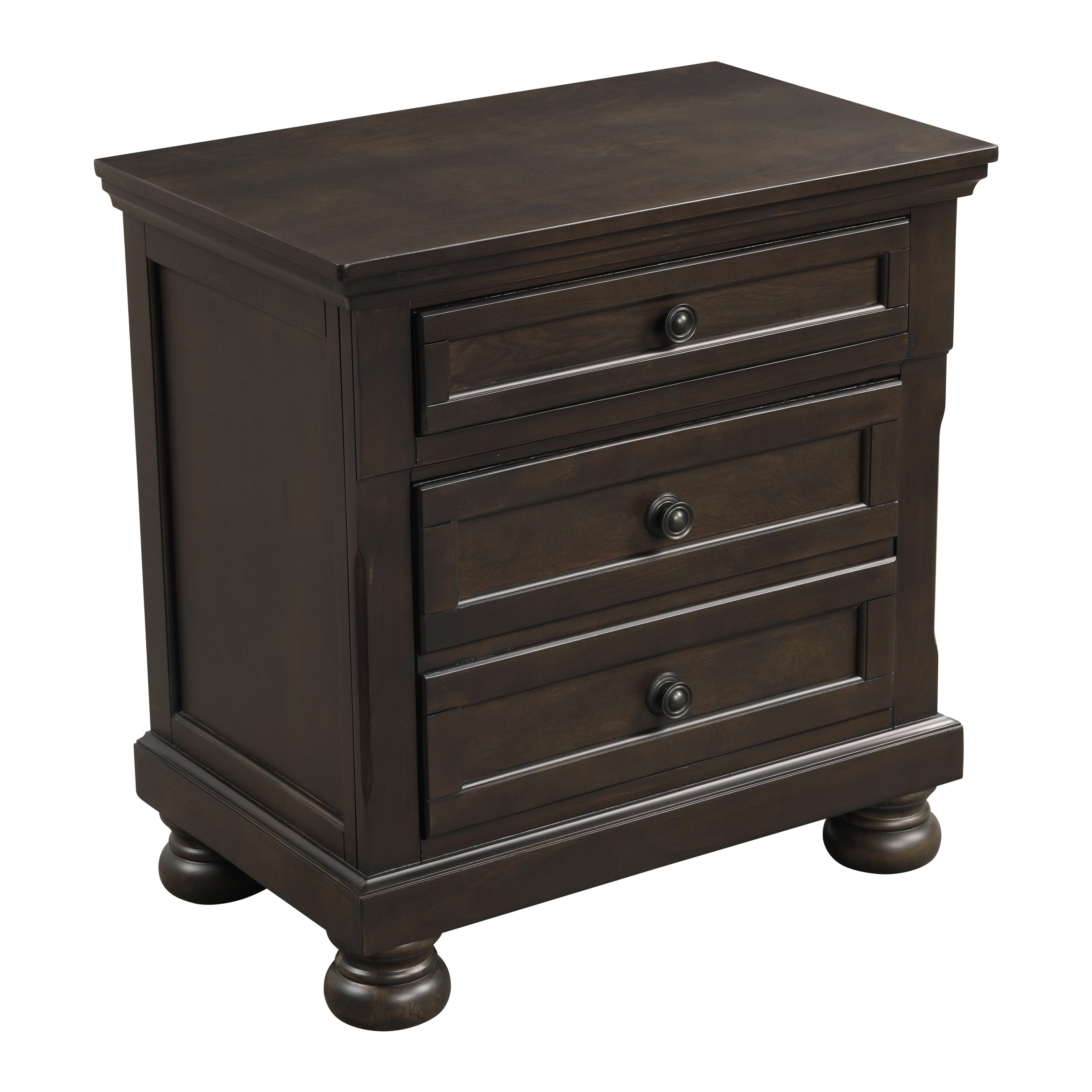 Transitional Nightstand 1718GY-4 Begonia 1718GY-4 in Grayish Brown 