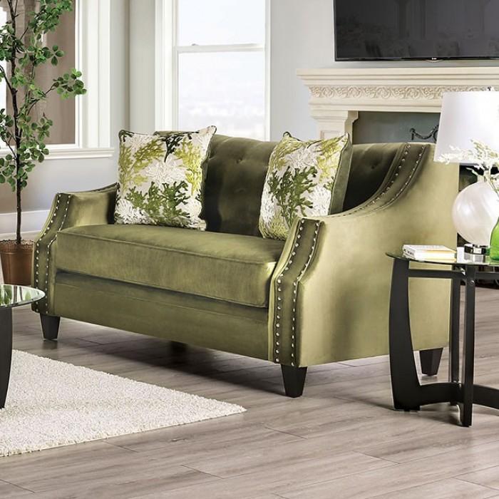 

    
Transitional Green Microfiber Loveseat Furniture of America SM2684-LV Kaye
