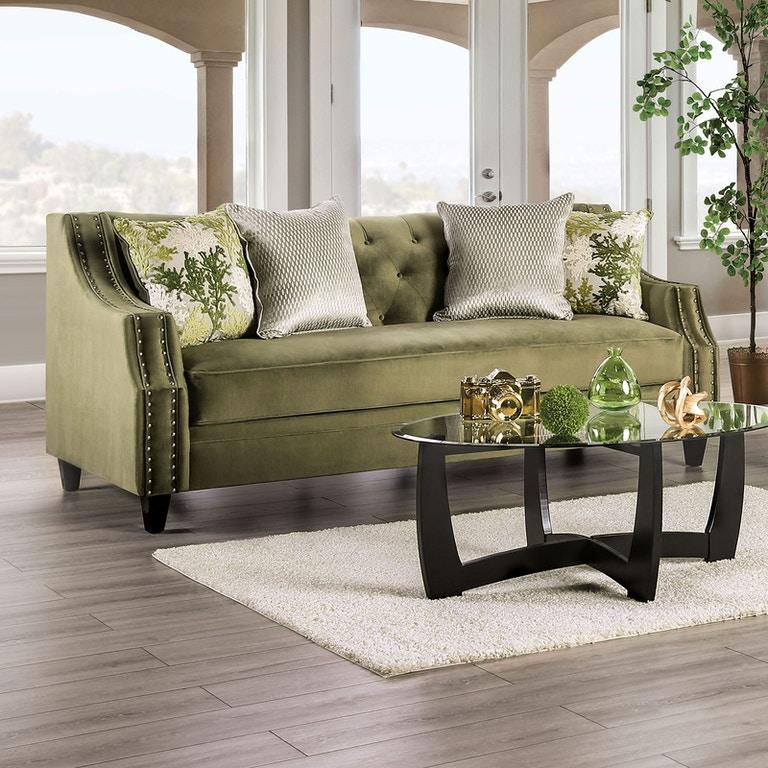 

    
Transitional Green Microfiber Sofa and Loveseat Furniture of America Kaye
