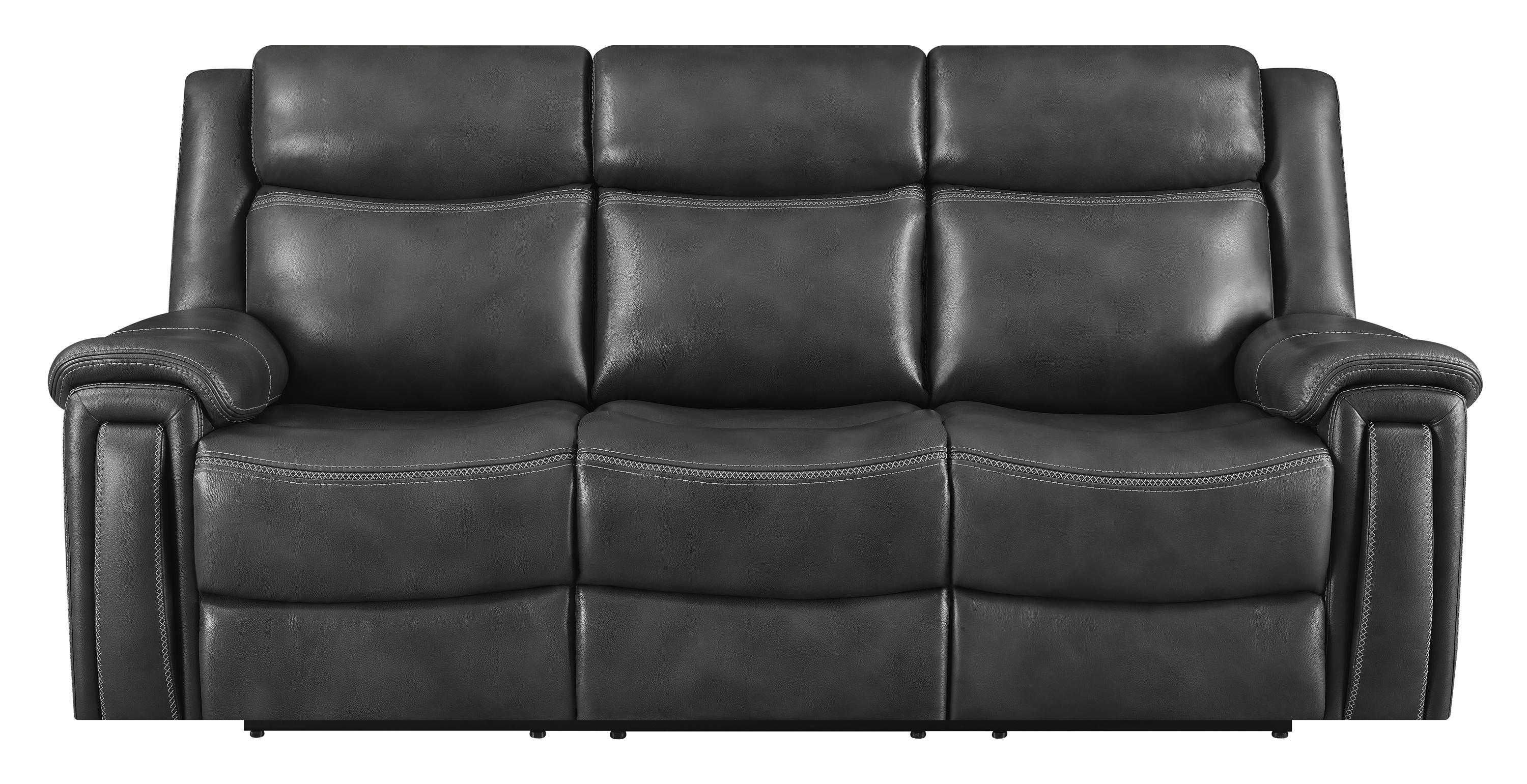 

    
Transitional Hand Rubbed Charcoal Leather Power Sofa Coaster 609321PPI Shallowford
