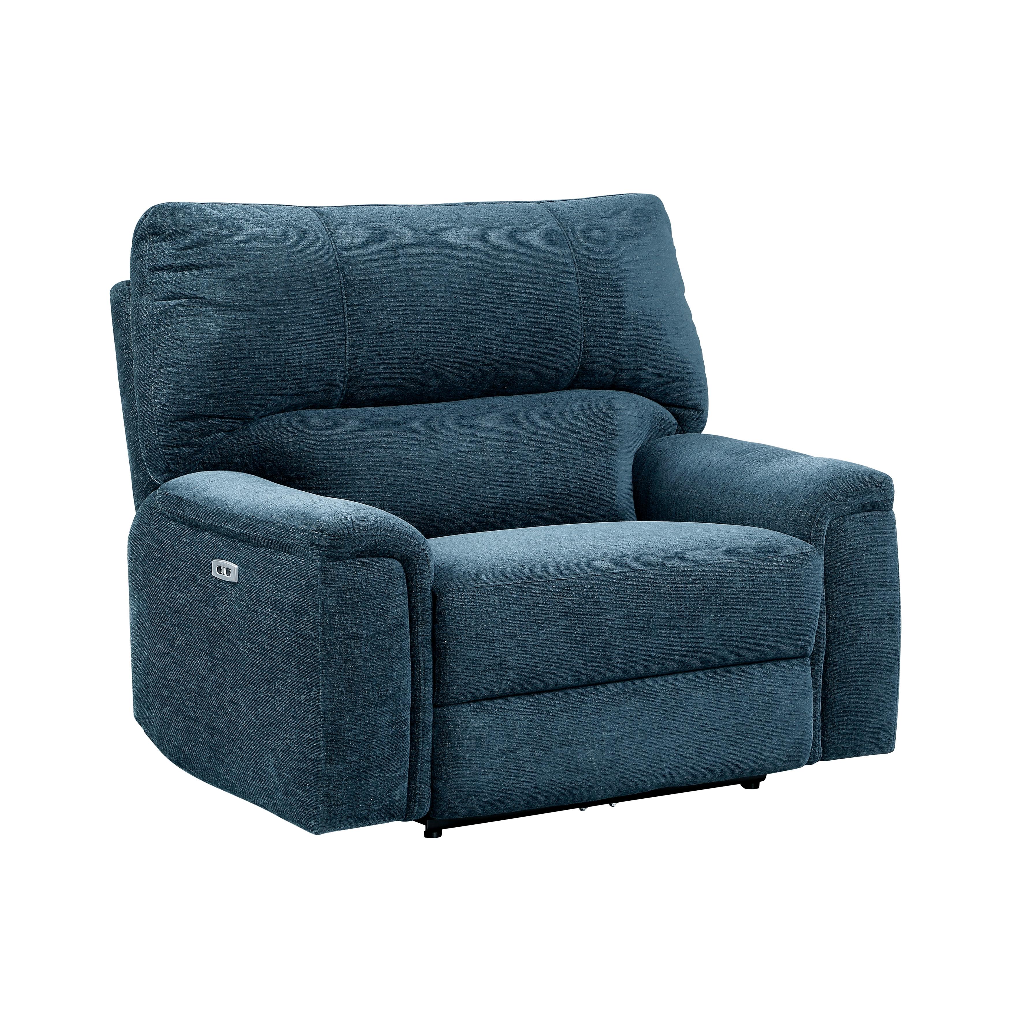 

    
Transitional Indigo Chenille Power Reclining Chair Homelegance 9413IN-1PWH Dickinson
