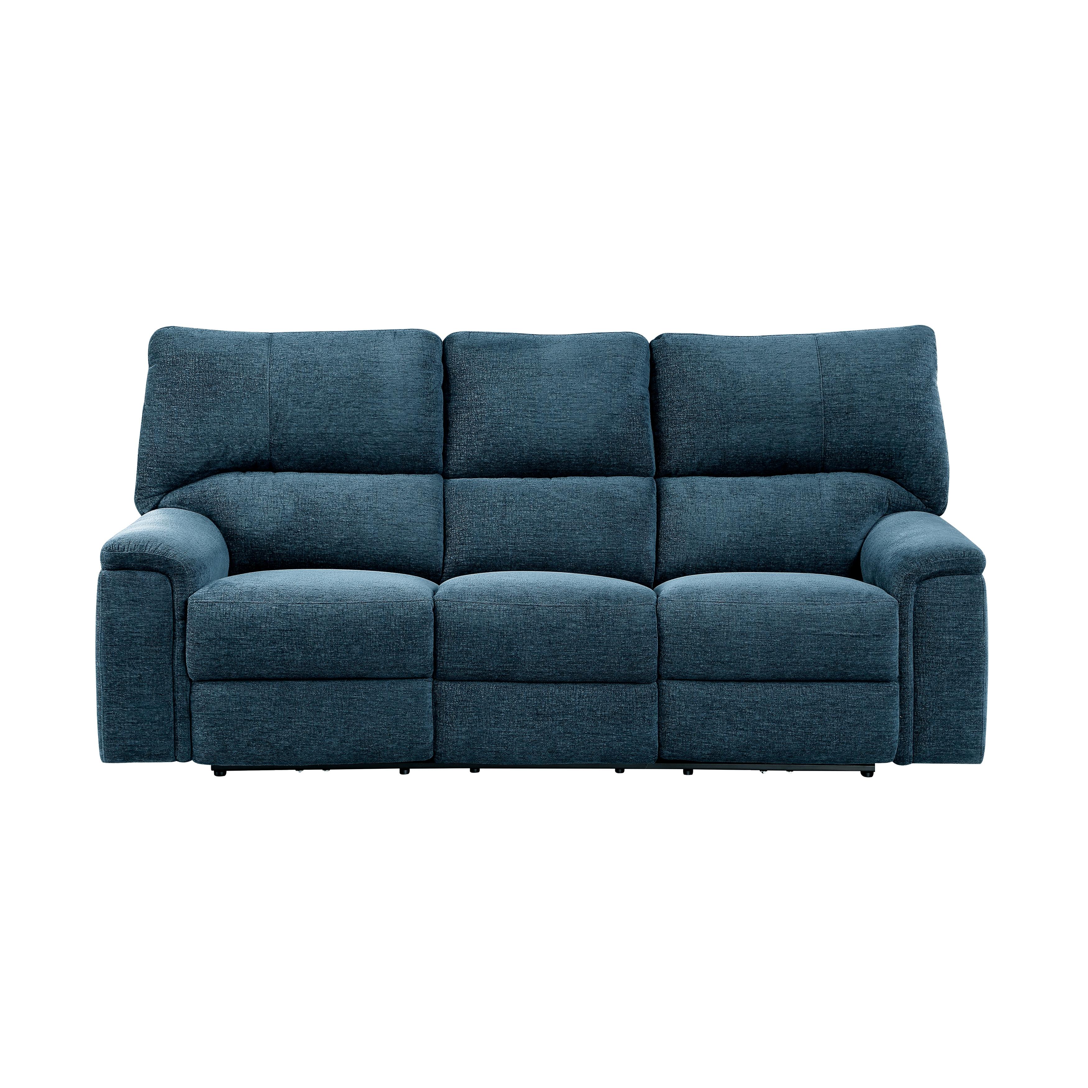 

    
Transitional Indigo Chenille Power Reclining Sofa Homelegance 9413IN-3PWH Dickinson
