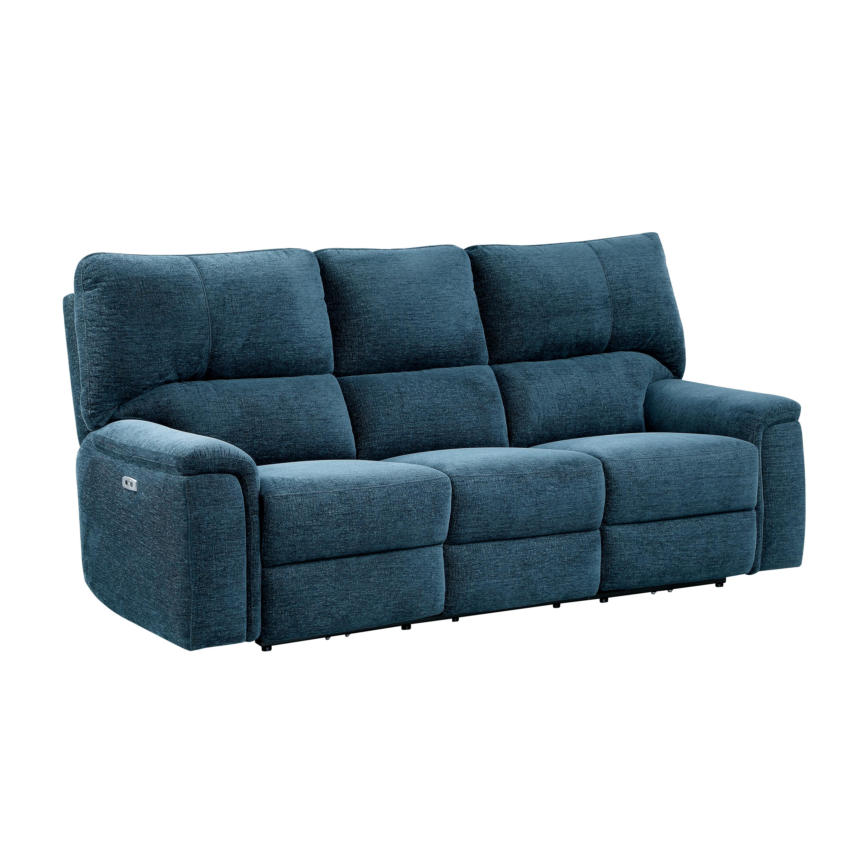 

    
Transitional Indigo Chenille Power Reclining Sofa Homelegance 9413IN-3PWH Dickinson
