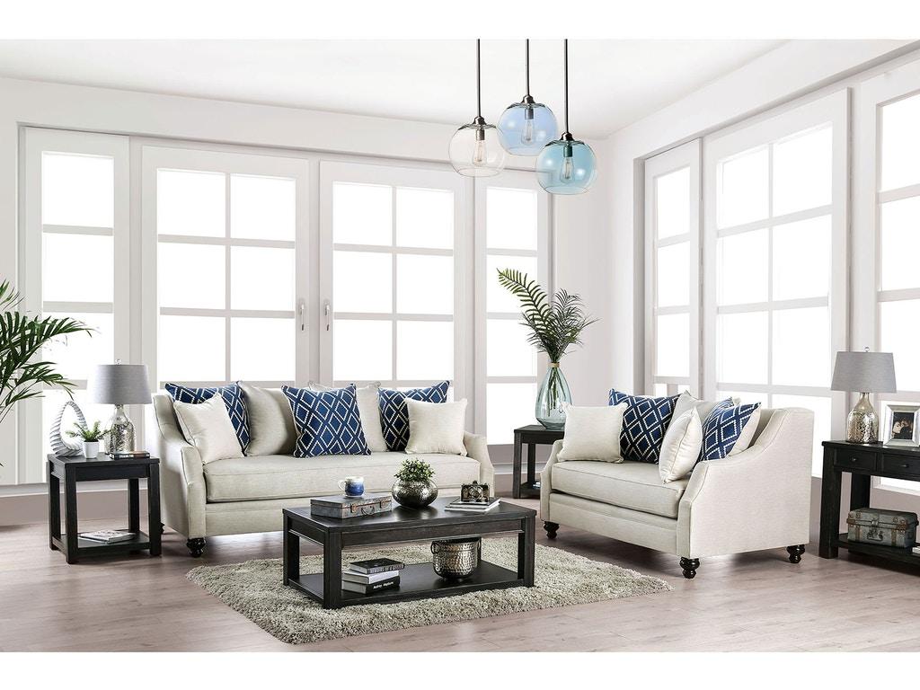 Transitional Sofa and Loveseat Set SM2669-2PC Nefyn SM2669-2PC in Ivory 