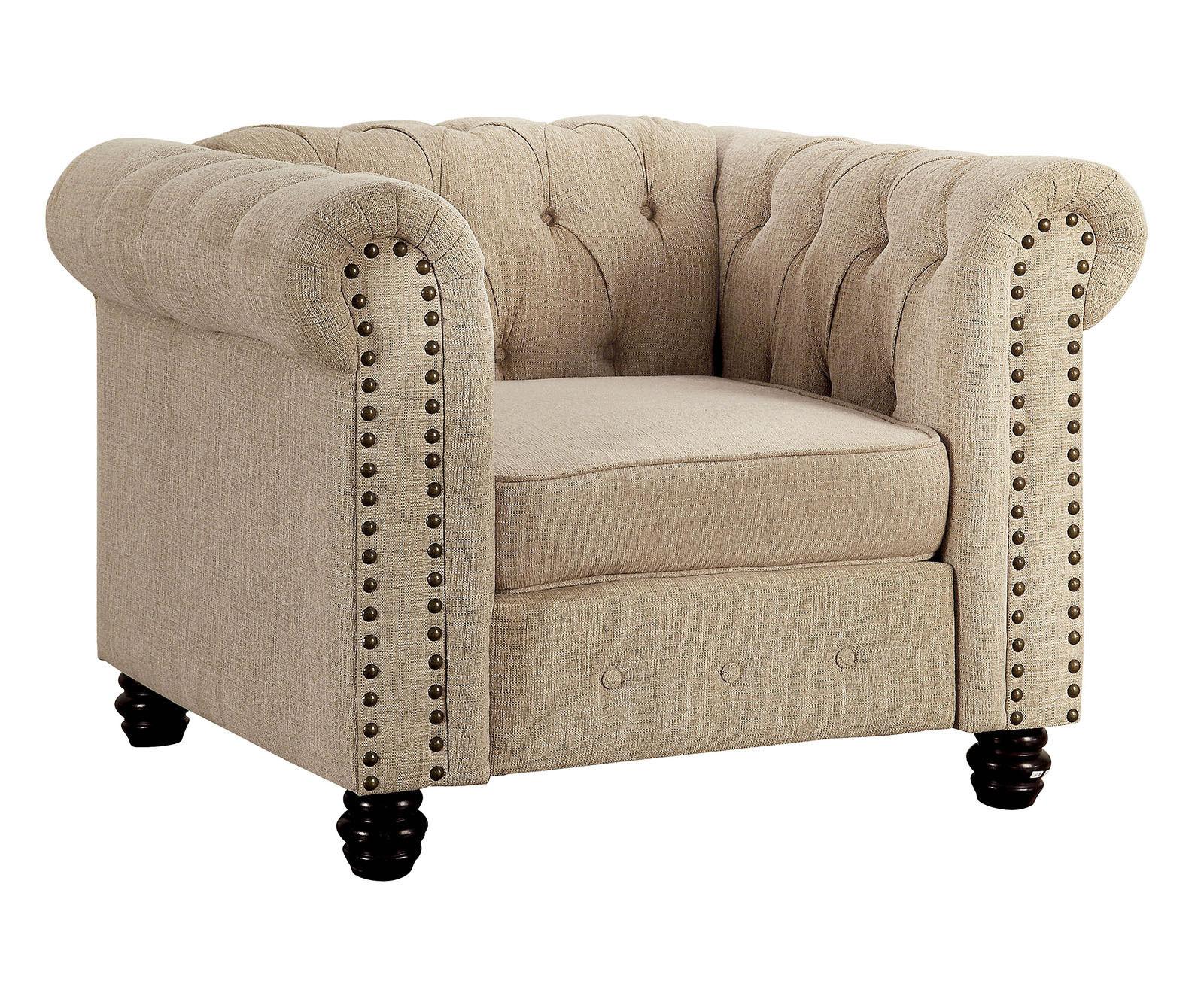 Transitional Arm Chair CM6342IV-CH Winifred CM6342IV-CH in Ivory Chenille