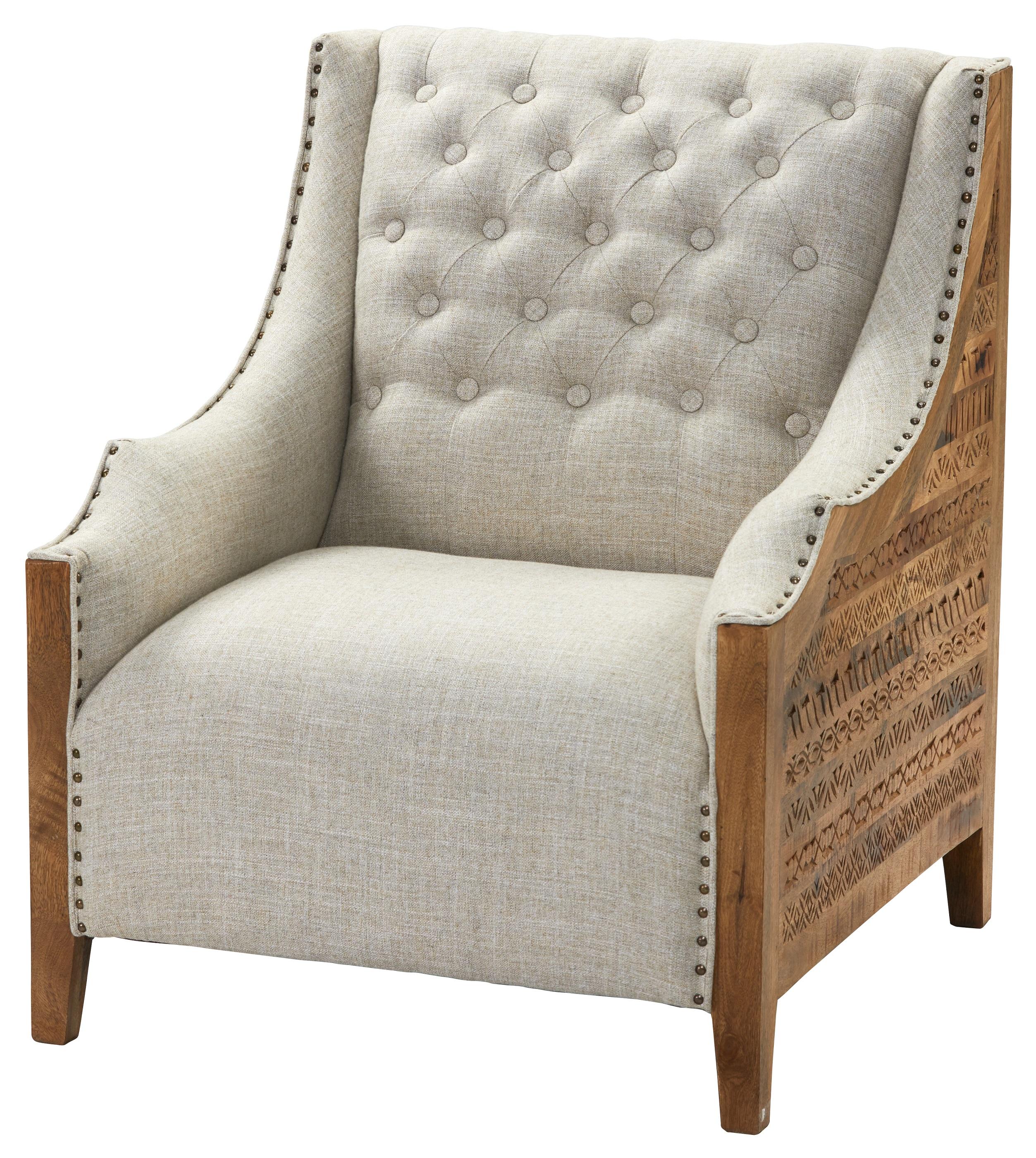 Transitional Chair CAC-51014 Elijah CAC-51014 in Oak, Ivory Polyester