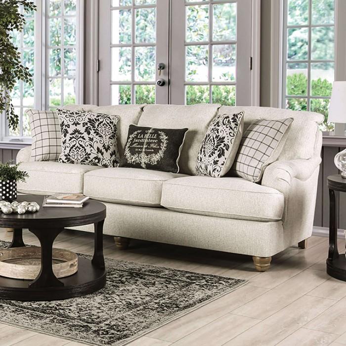 

    
Transitional Ivory Solid Wood Sofa Furniture of America Mossley SM6090-SF-S
