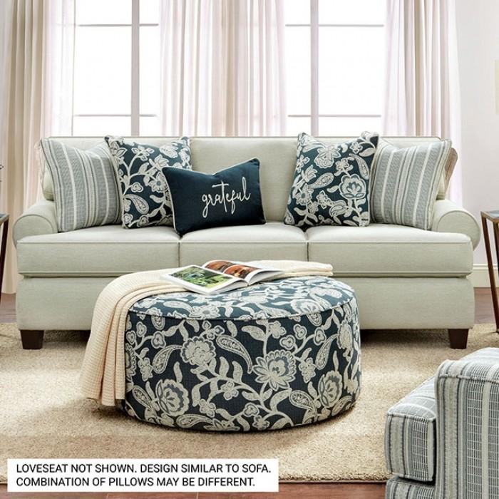 Transitional Sofa Porthcawl Sofa SM8190-SF-S SM8190-SF-S in Ivory Chenille