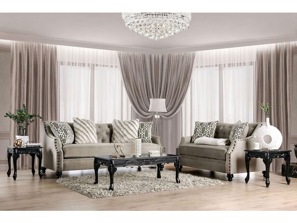 Transitional Sofa and Loveseat Set SM2668-2PC Ezrin SM2668-2PC in Light Brown Chenille