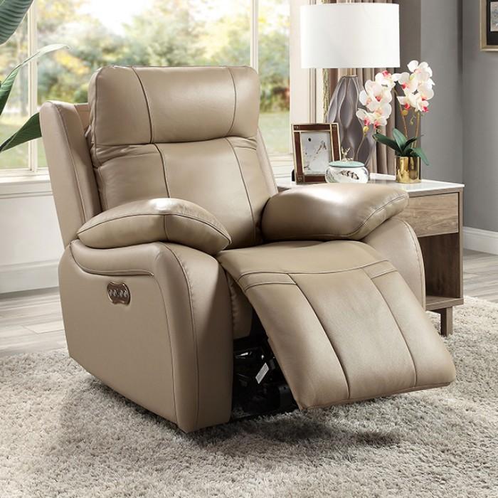 Transitional Power Reclining Chair Gaspe Power Reclining Chair CM6739LB-CH-PM-C CM6739LB-CH-PM-C in Light Brown Leather