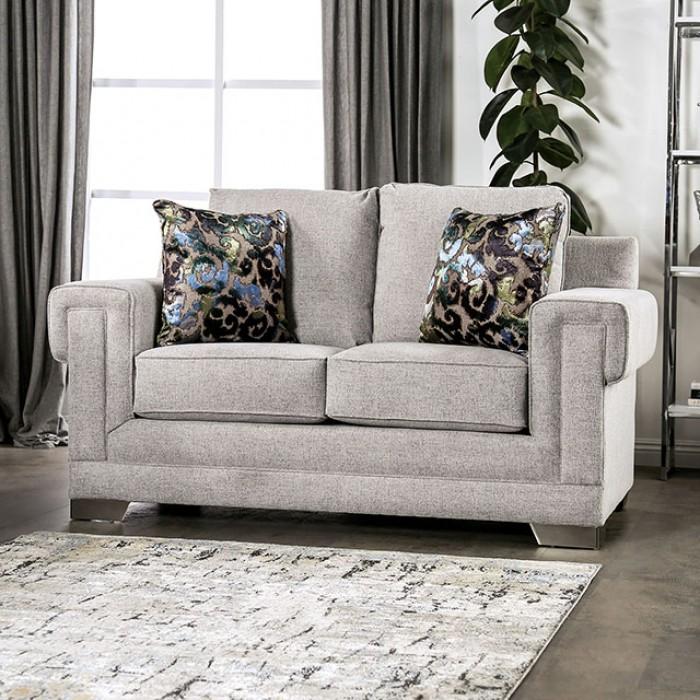 Transitional Loveseat SM6436-SF Atherstone SM6436-LV in Light Gray Chenille