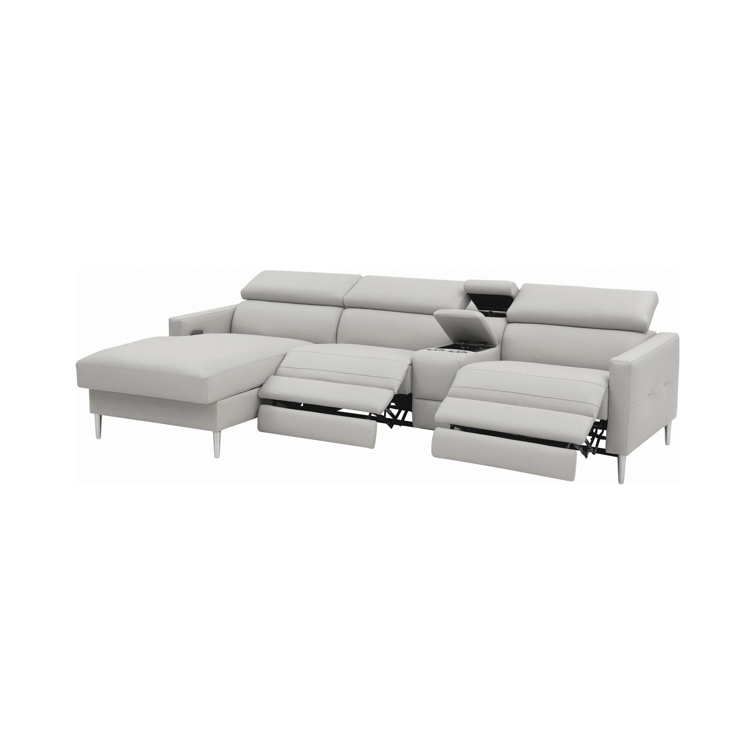 

    
Transitional Light Gray Faux Leather 4-Piece Power Sectional Coaster 650370PP Beryl
