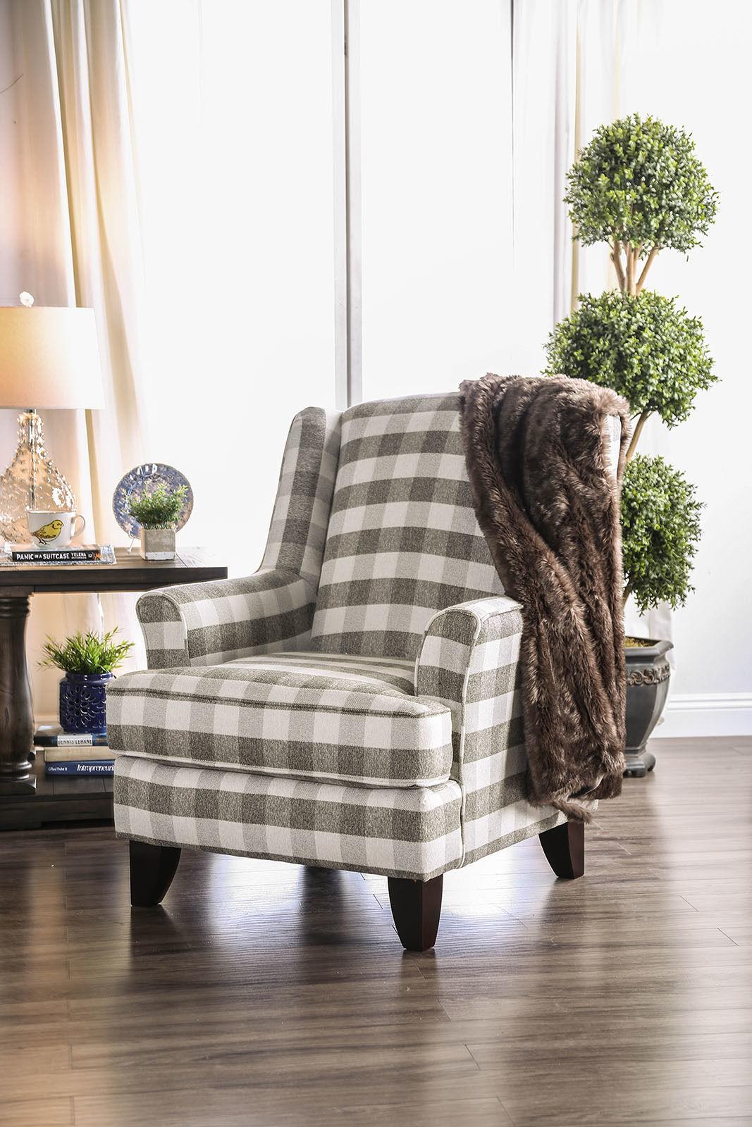 Transitional Arm Chair SM8280-CH Christine SM8280-CH in Light Gray Fabric