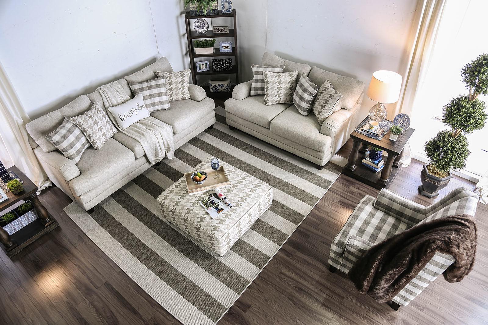 

    
Transitional Light Gray Linen-like Fabric Living Room Set 3pcs Furniture of America Christine
