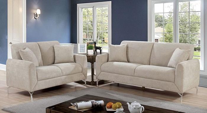 Transitional Sofa and Loveseat Set CM6088LG-SF-2PC Lauritz CM6088LG-SF-2PC in Beige Fabric