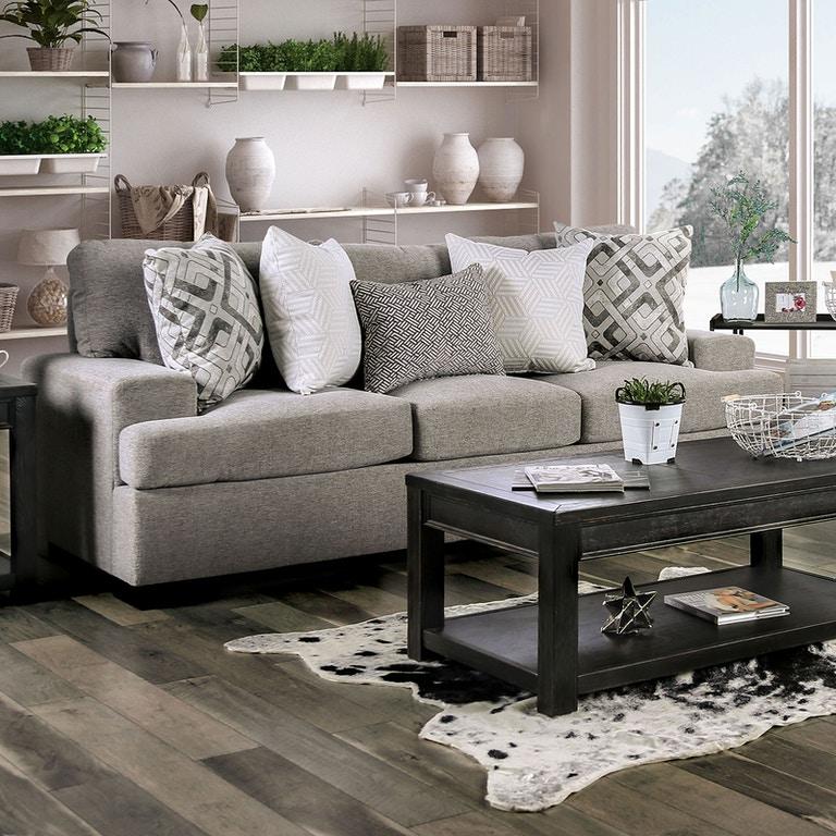 

    
Transitional Light Gray Microfiber Sofa and Loveseat Furniture of America Polly
