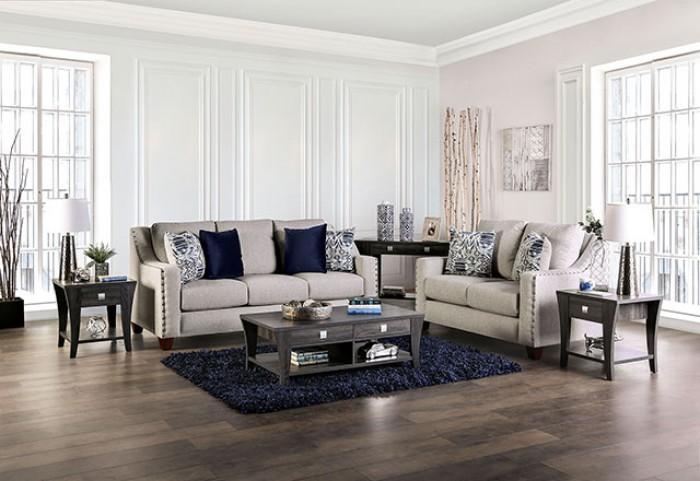 Transitional Sofa and Loveseat Set SM6441-SF-2PC Stickney SM6441-SF-2PC in Light Gray, Navy Faux Linen