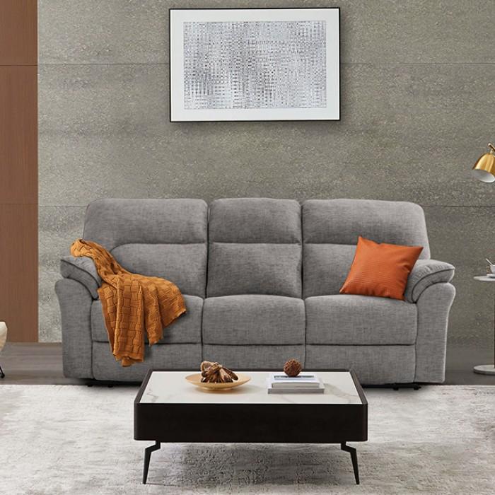 

    
Transitional Light Gray Solid Wood Manual Reclining Sofa Furniture of America Josias CM9908DV-SF-S
