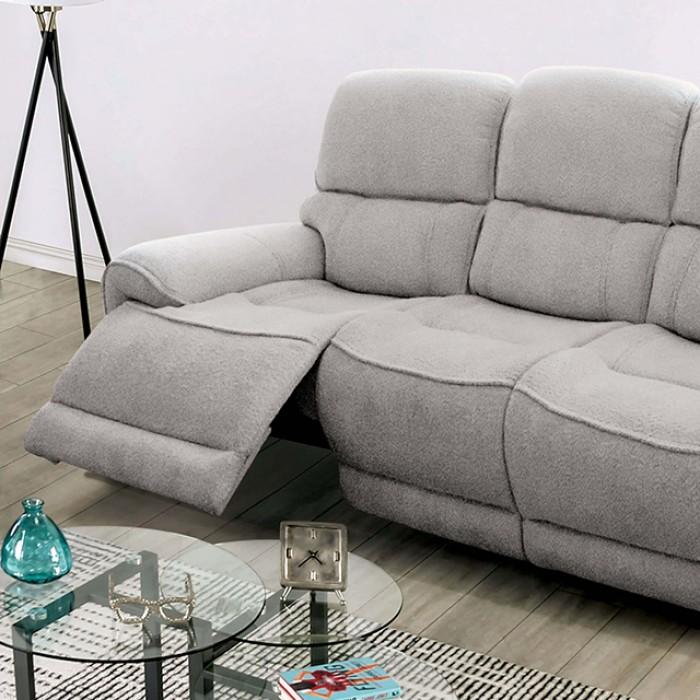 Transitional Power Reclining Loveseat Morcote Power Reclining Loveseat FM62001LG-LV-PM-L FM62001LG-LV-PM-L in Light Gray 