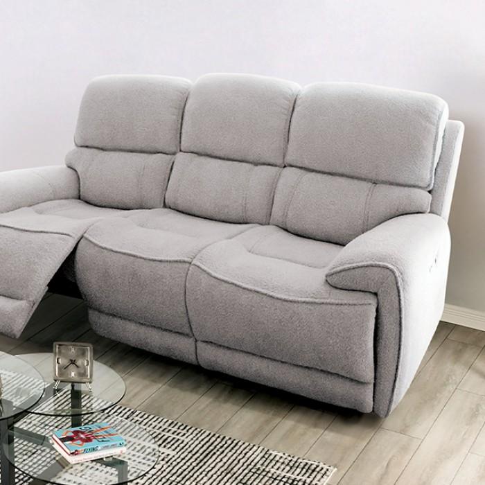 

    
Transitional Light Gray Solid Wood Power Reclining Sofa Furniture of America Morcote FM62001LG-SF-PM-S
