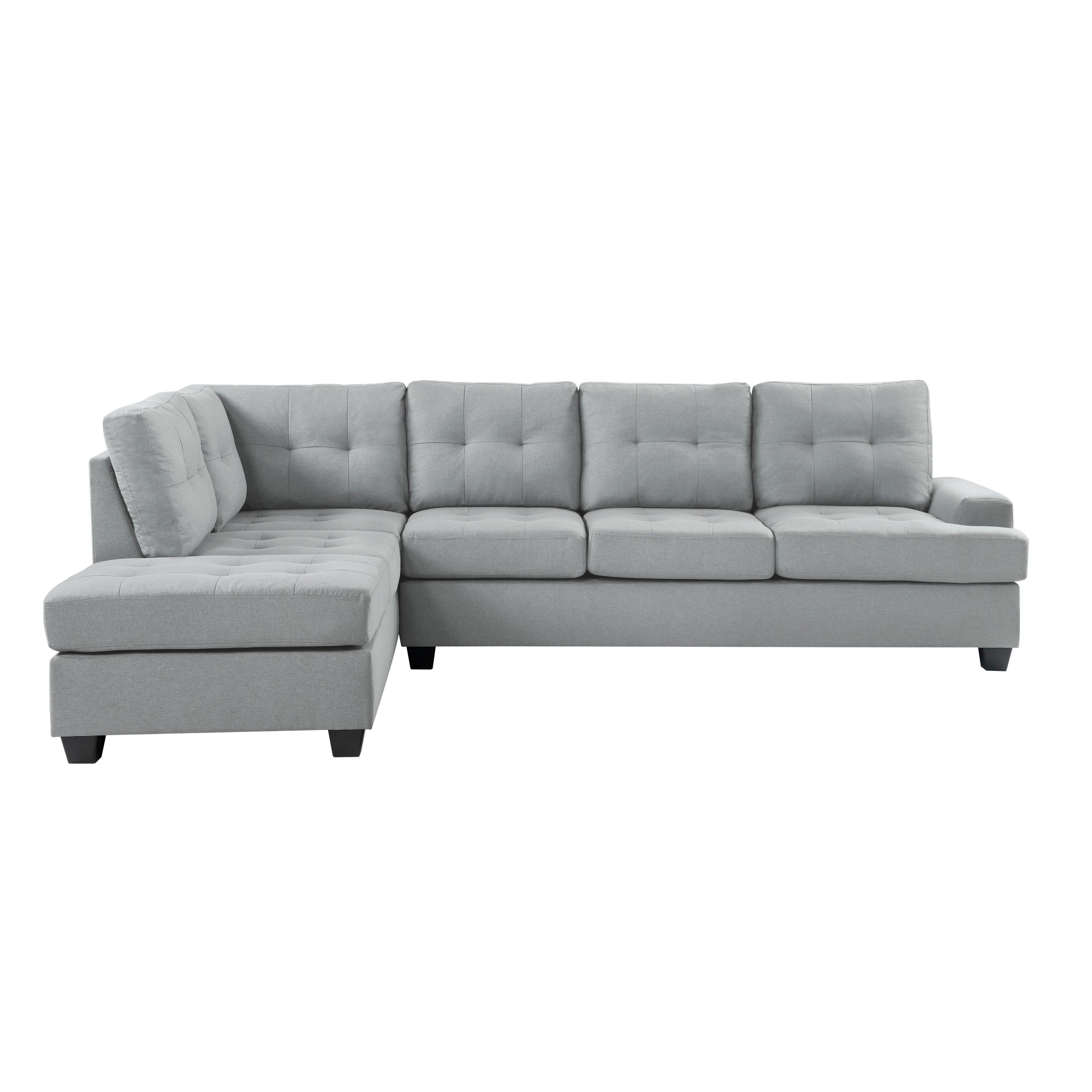 

    
Transitional Light Gray Textured Reversible 2-Piece Sectional Homelegance 9367GY*SC Dunstan
