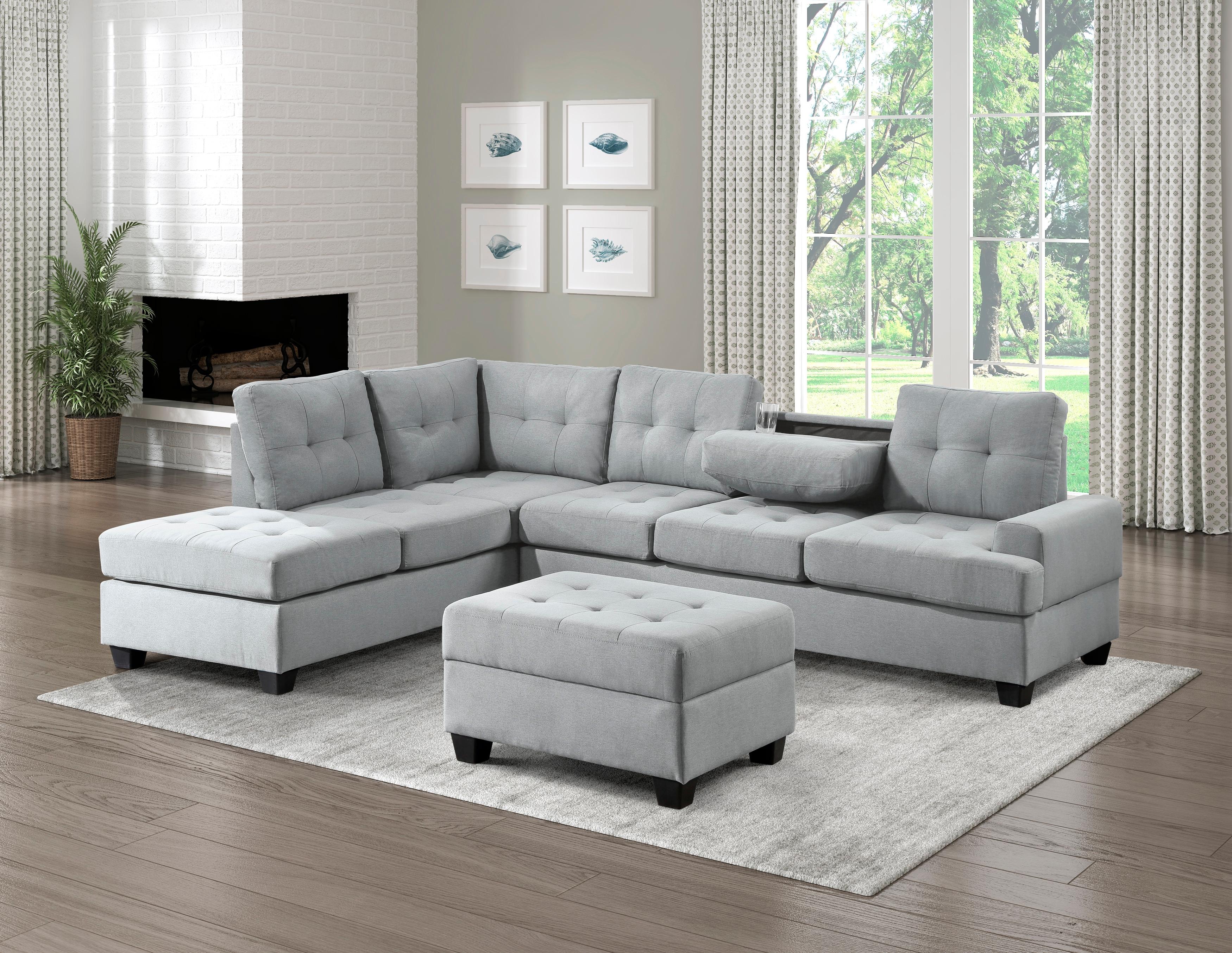 

    
 Photo  Transitional Light Gray Textured Reversible 2-Piece Sectional Homelegance 9367GY*SC Dunstan
