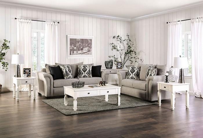 Transitional Sofa and Loveseat Set SM6440-SF-2PC Belsize SM6440-SF-2PC in Gray Fabric