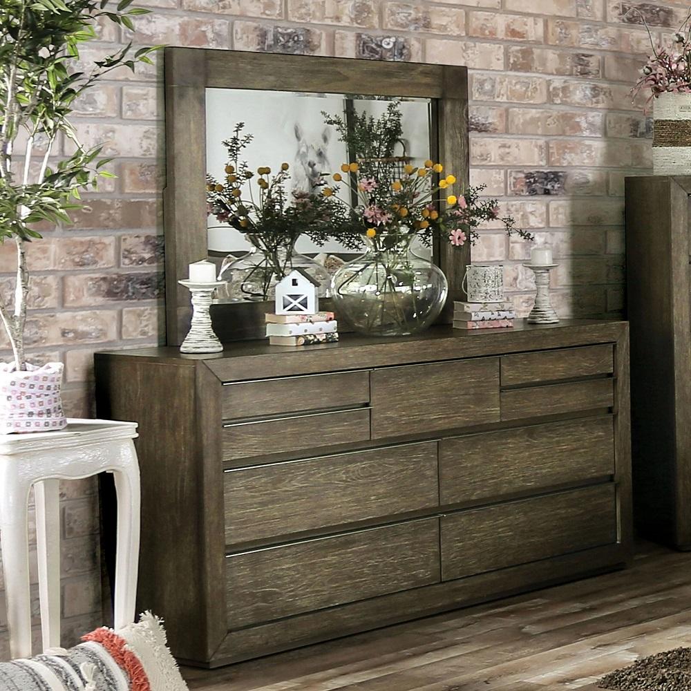 

    
Transitional Light Walnut Solid Wood Dresser w/Mirror Furniture of America FOA7490D*M Bridgewater
