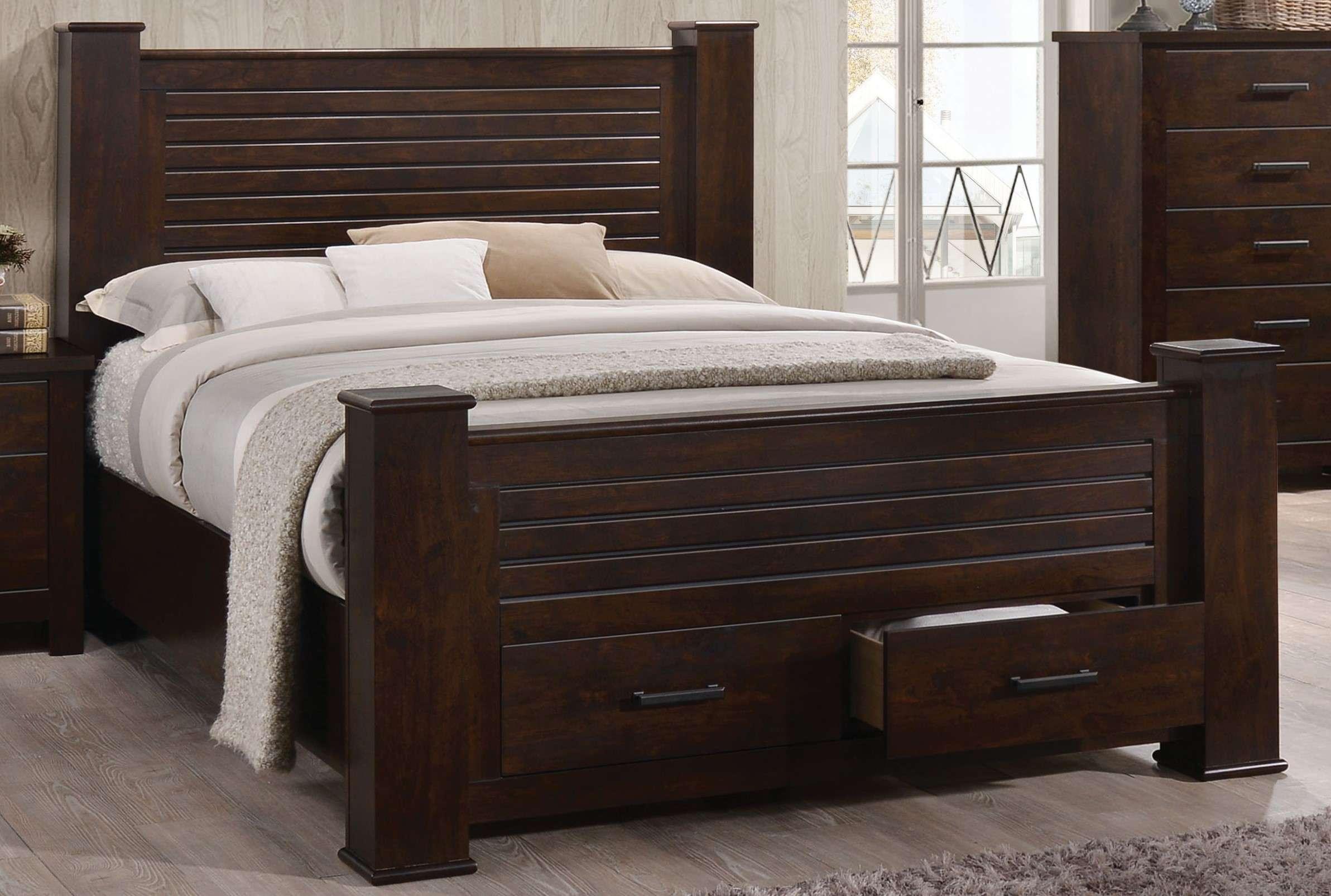 Transitional Storage Bed Panang-23370Q 23370Q in Mahogany Matte Lacquer