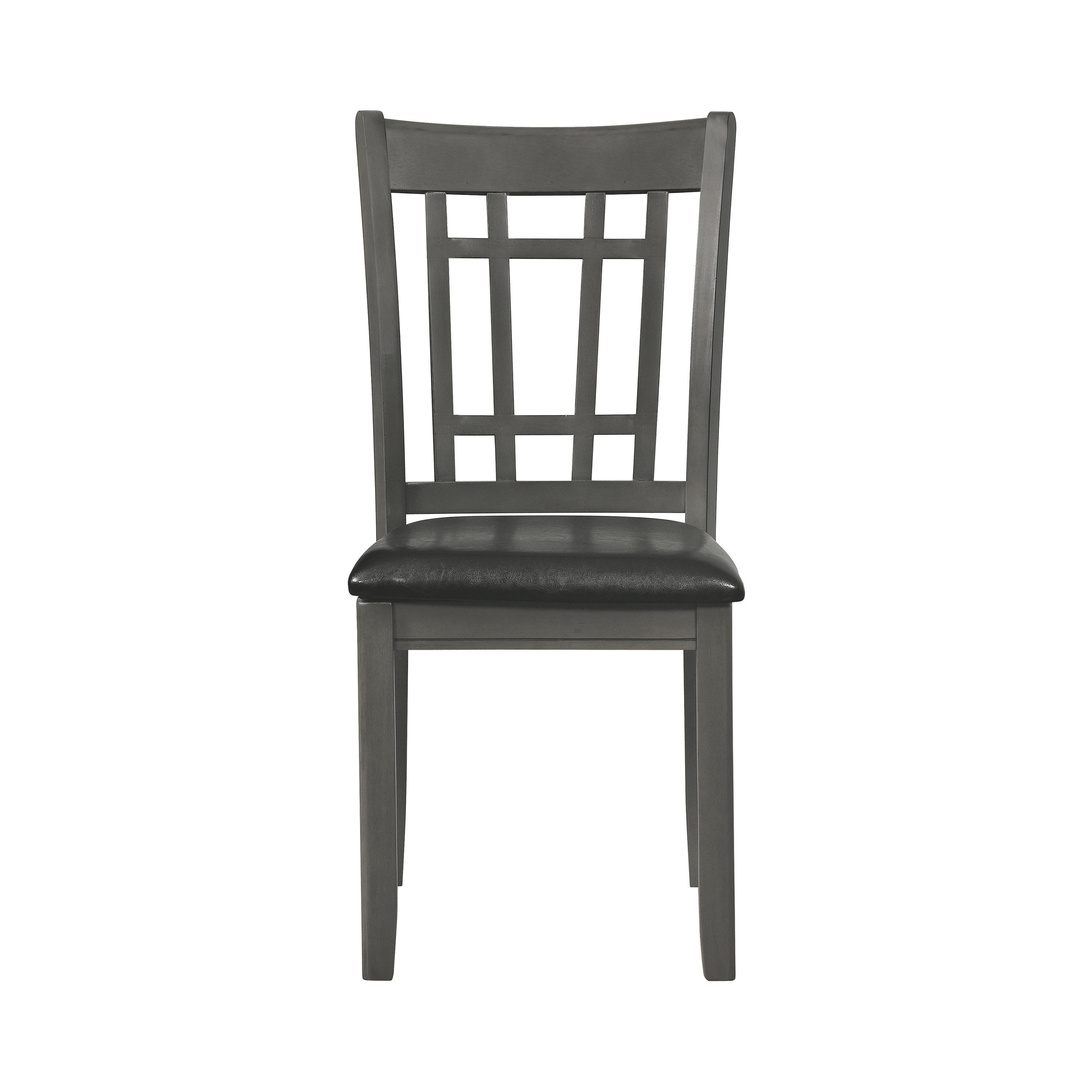 

    
Transitional Medium Gray & Black Leatherette Side Chair Set 2pcs Coaster 108212 Lavon
