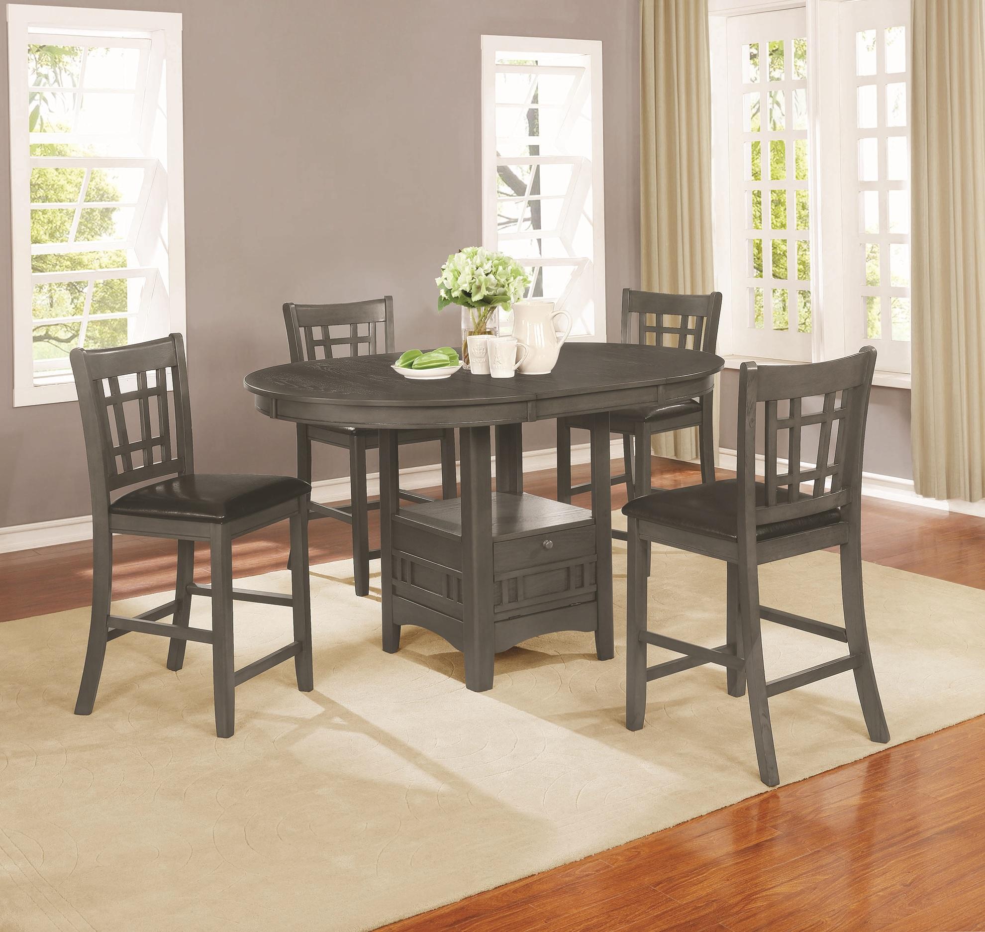 Transitional Dining Room Set 108218-S5 Lavon 108218-S5 in Gray Leatherette