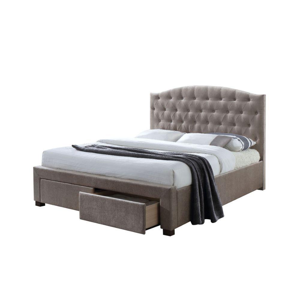 

    
Transitional Mink Fabric Queen Bed by Acme Denise 25667EK
