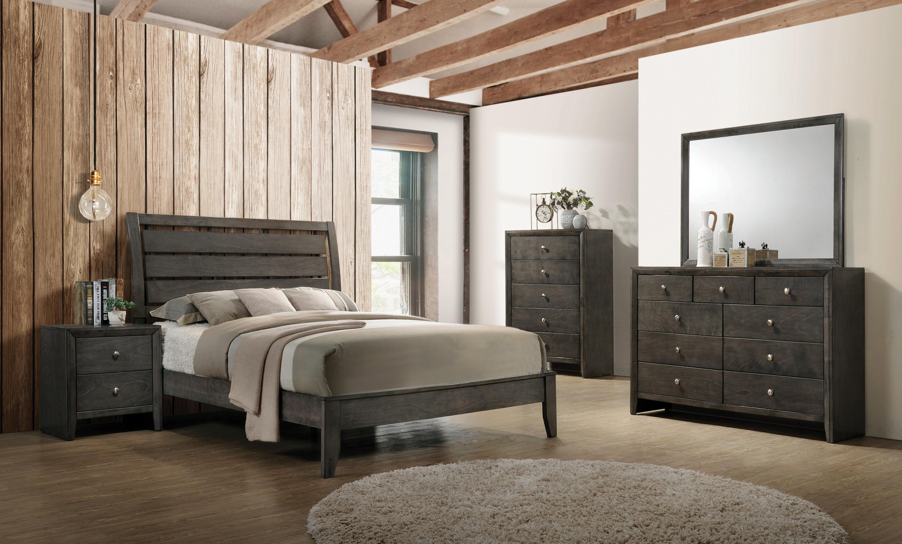 

    
Transitional Mod Gray Wood Queen Bedroom Set 6pcs Coaster 215841Q Serenity
